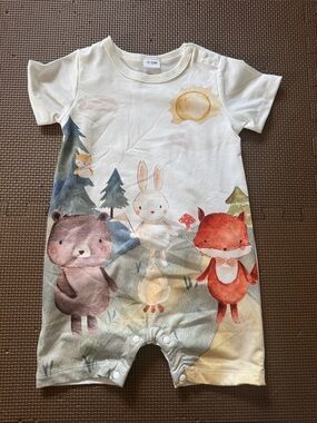 Woodland Friends Baby Romper - Sun & Animal Print